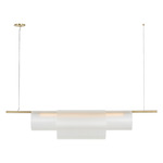 Trace Double Linear Chandelier - Hand Rubbed Antique Brass / Etched Glass