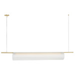 Trace Linear Chandelier - Hand Rubbed Antique Brass / Etched Glass