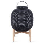 Tika Outdoor Portable Solar Lamp with Base - Black / Teak