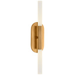 Rousseau Dual Tube Bathroom Vanity Light - Floor Model - Antique-Burnished Brass / Etched Crystal