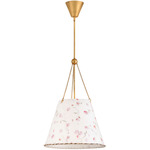 Primrose Pendant - Distressed Brass / Floral Paper