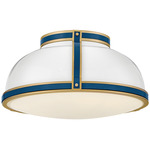 Barton Ceiling Light - Lacquered Brass / Navy / Gloss White / Etched Opal