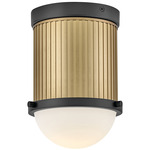 Kieran Mini Semi Flush Ceiling Light - Black / Lacquered Brass / Etched White
