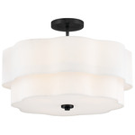 Gwen Semi Flush Ceiling Light - Black / Etched White