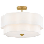 Gwen Semi Flush Ceiling Light - Lacquered Brass / Etched White