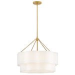Gwen Chandelier - Lacquered Brass / Off White Linen