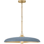 Sadie Pendant - Lacquered Brass / Vintage Denim
