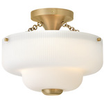 Adella Semi Flush Ceiling Light - Lacquered Brass / Etched Opal