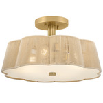 Sasha Semi Flush Ceiling Light - Lacquered Brass / Natural