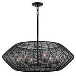 Luca Outdoor Chandelier - Black / Clear Seedy