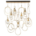 Lyric Linear Multi Light Pendant - Modern Brass / Clear