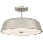 Trellwyn Semi Flush Ceiling Light - Brushed Nickel / Etched White