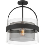 Ravik Convertible Semi Flush Ceiling / Pendant - Matte Black / Clear / Grey