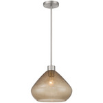 Elaris Pendant - Brushed Nickel / Brown Bubble