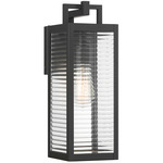 Edgewood Outdoor Wall Light - Matte Black / Clear Ribbed