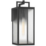 Edgewood Outdoor Wall Light - Matte Black / Clear Ribbed