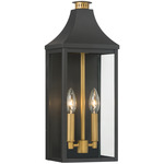 Hurstborne Outdoor Wall Sconce - Matte Black / Brass / Clear
