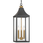 Hurstborne Outdoor Pendant - Matte Black / Brass / Clear