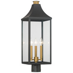 Hurstborne Outdoor Post Light - Matte Black / Brass / Clear