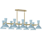 Clare Linear Chandelier - Modern Brass / Baby Blue