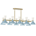 Clare Linear Chandelier - Modern Brass / Baby Blue / Lily