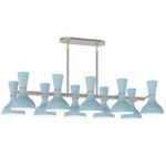 Clare Linear Chandelier - Polished Nickel / Baby Blue