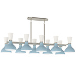 Clare Linear Chandelier - Polished Nickel / Baby Blue / Lily