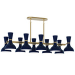 Clare Linear Chandelier - Modern Brass / Midnight Blue