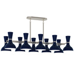 Clare Linear Chandelier - Polished Nickel / Midnight Blue