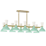 Clare Linear Chandelier - Modern Brass / Mint / Lily