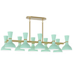 Clare Linear Chandelier - Modern Brass / Mint