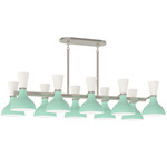 Clare Linear Chandelier - Polished Nickel / Mint / Lily