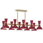 Clare Linear Chandelier - Modern Brass / Oxblood