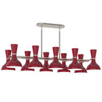 Clare Linear Chandelier - Polished Nickel / Oxblood