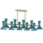 Clare Linear Chandelier - Modern Brass / Peacock