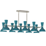 Clare Linear Chandelier - Polished Nickel / Peacock