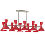 Clare Linear Chandelier - Polished Nickel / Ruby Red