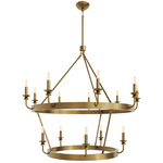 William 2-Tier Chandelier - Lacquered Burnished Brass / White