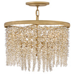 Rubina Convertible Tiered Semi Flush Ceiling / Chandelier - Burnished Gold / Amber