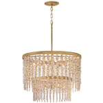 Rubina Convertible Tiered Semi Flush Ceiling / Chandelier - Burnished Gold / Amber