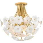 Marianne Hanging Semi Flush Ceiling Light - Deluxe Gold / White