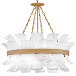 Fleur Drum Chandelier - Burnished Gold / White