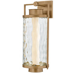 Haddock Outdoor Wall Sconce - Patina Brass / Clear Water