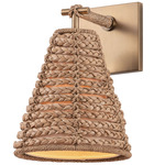 Redwood Wall Sconce - Patina Brass / Abaca Rope