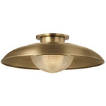 Braxton Semi Flush Ceiling Light - Patina Brass / Clear Optic