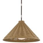 Devlin Outdoor Pendant - Bronze / Natural Wicker