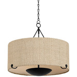 Elias Chandelier - Forged Iron / White Linen