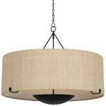 Elias Chandelier - Forged Iron / White Linen
