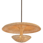 Draco Pendant - Bronze Leaf / Natural Wicker