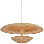 Draco Pendant - Bronze Leaf / Natural Wicker